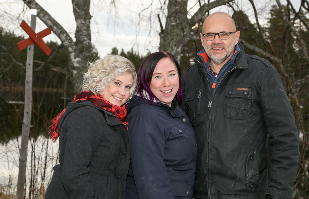 Anna Quarnå, Linda Hagström och Evan Arvidsson i Härjedalen. Foto: Morgan Grip