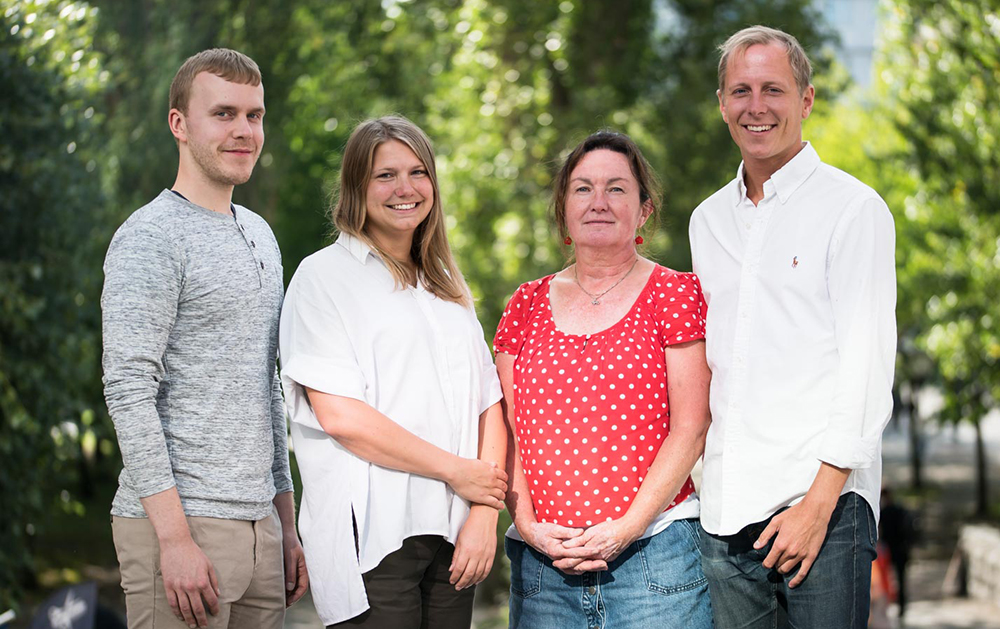 Sami Persson-Hentunen, Karin Hermansson, Lii Drobus, projektledare för handlingsplanen och Oskar Nilsson. Foton: Patrik Lindqvist